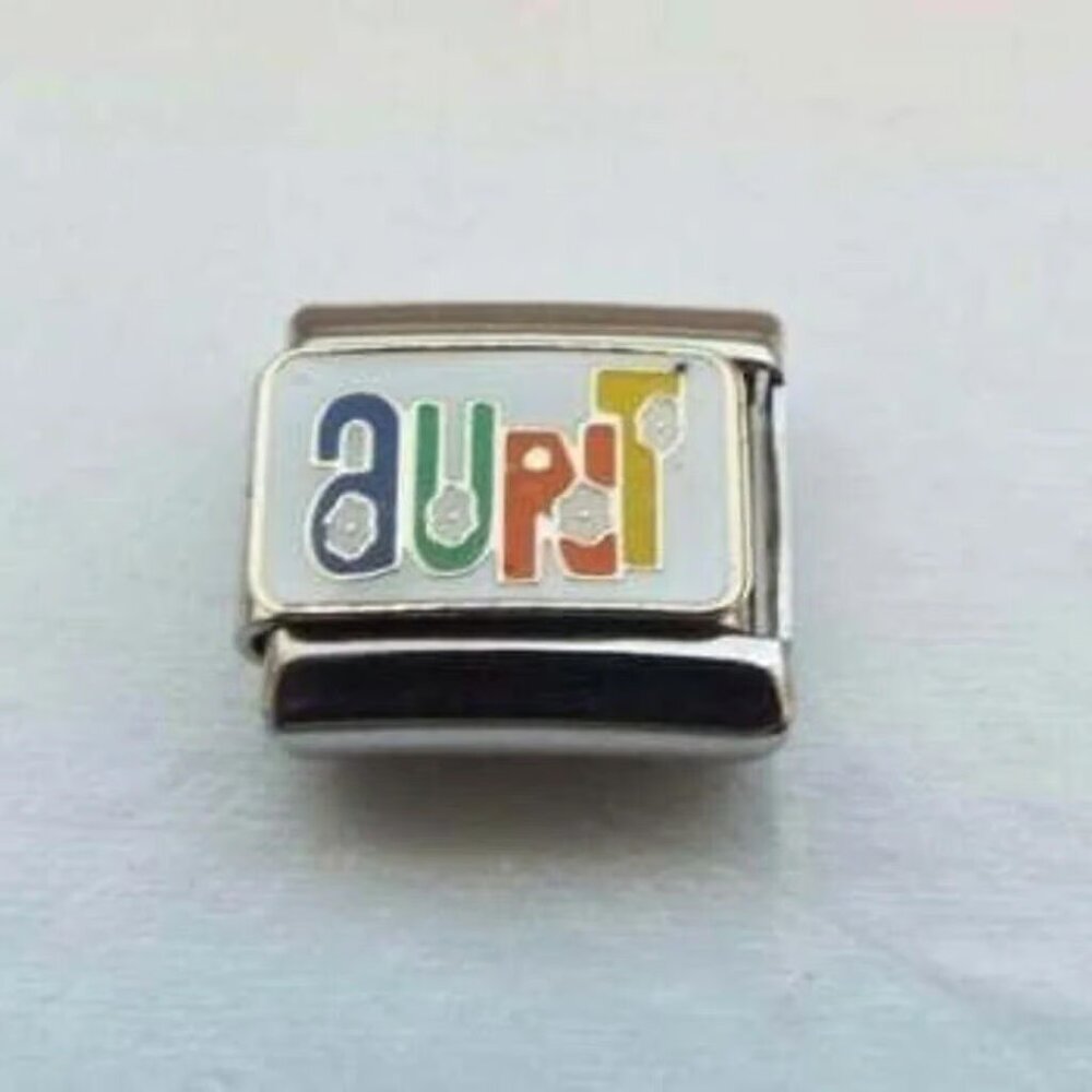 Colorful Aunt flowers enamel 9mm stainless steel italian charm bracelet link new